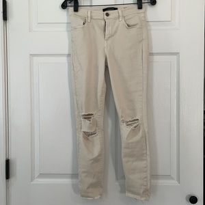 Size 26 J Brand cream ripped skinny jeans